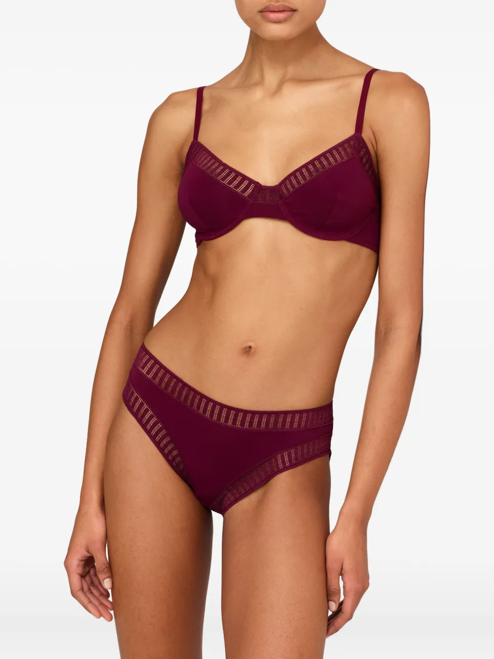 Eres Stripe-lace Bra In Pink