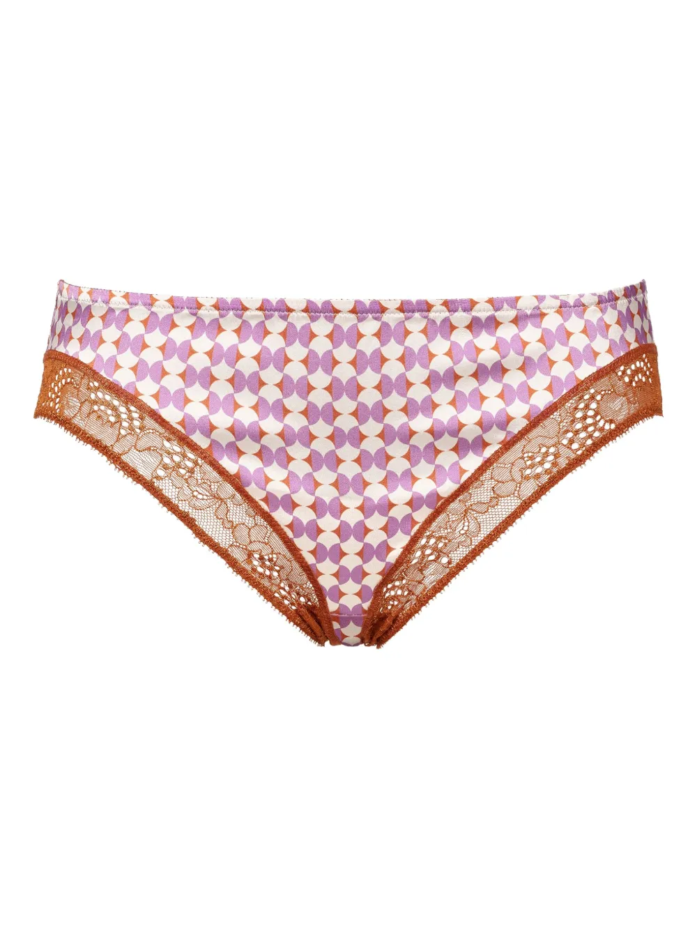 Eres Geometric-print Lace-trim Briefs In Pink