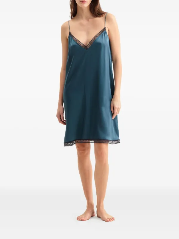 blue lingerie slip dress self-portrait - Blue Lace Tailored Midi Dress