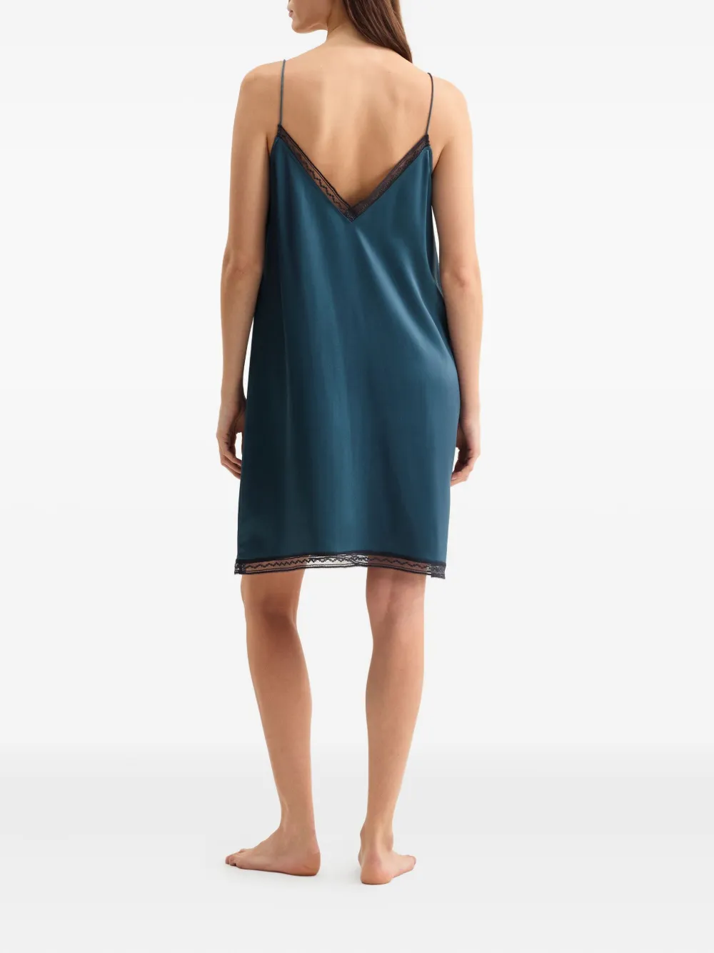 ERES Bucolique zijden nachthemd met kanten afwerking Blauw