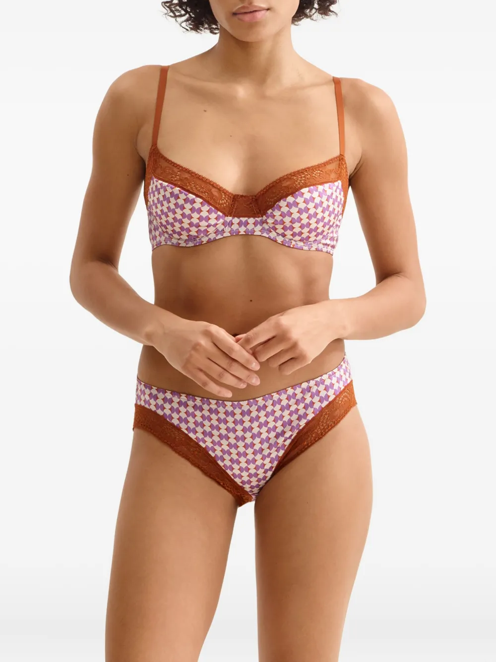 Eres Stéréo Padded Geometric-print Bra In Animal Print
