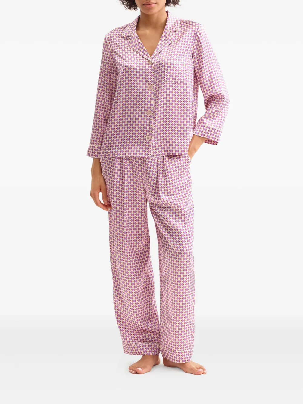 Eres Clip Geometric-print Silk Pyjama Trousers In Pink