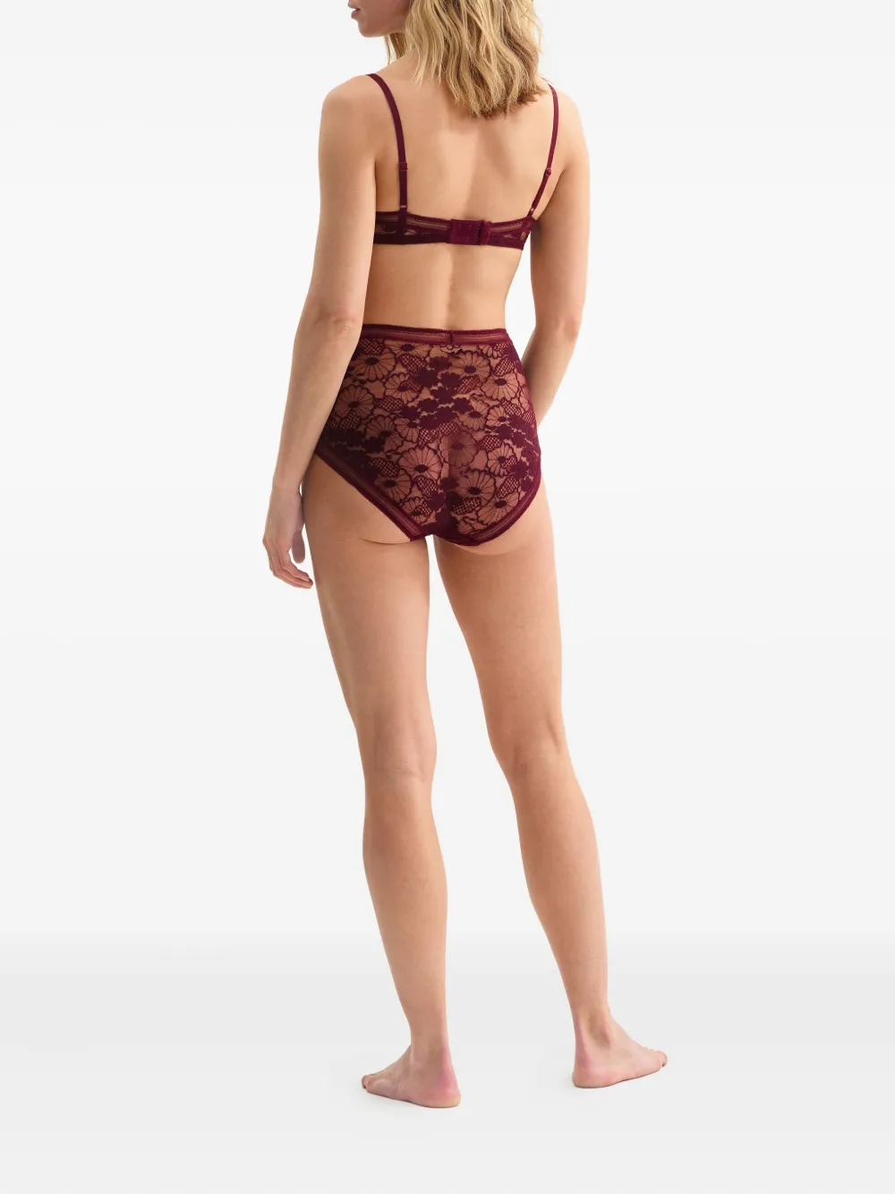 Eres Floral-lace Triangle Bra In Burgundy