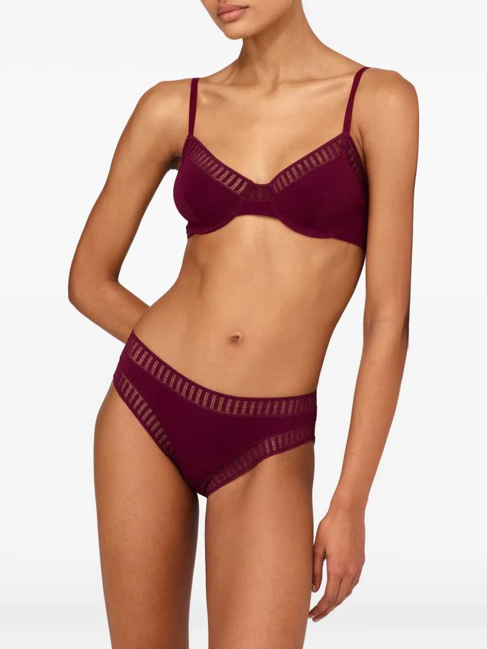 Eres Jacky Graphic-lace Briefs In Brown