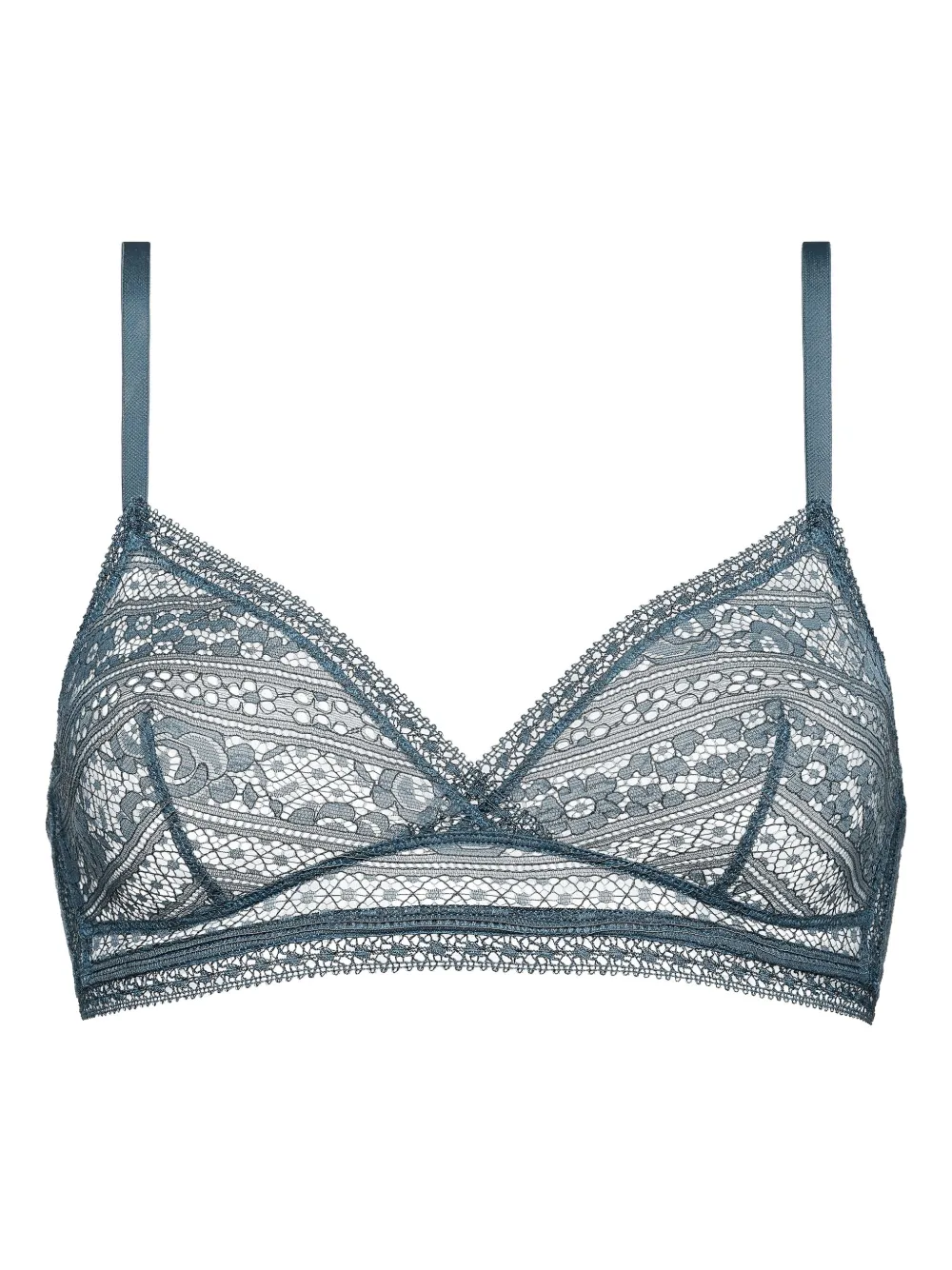 Eres Intriguée Lace-trimmed Triangle Bra In Blue