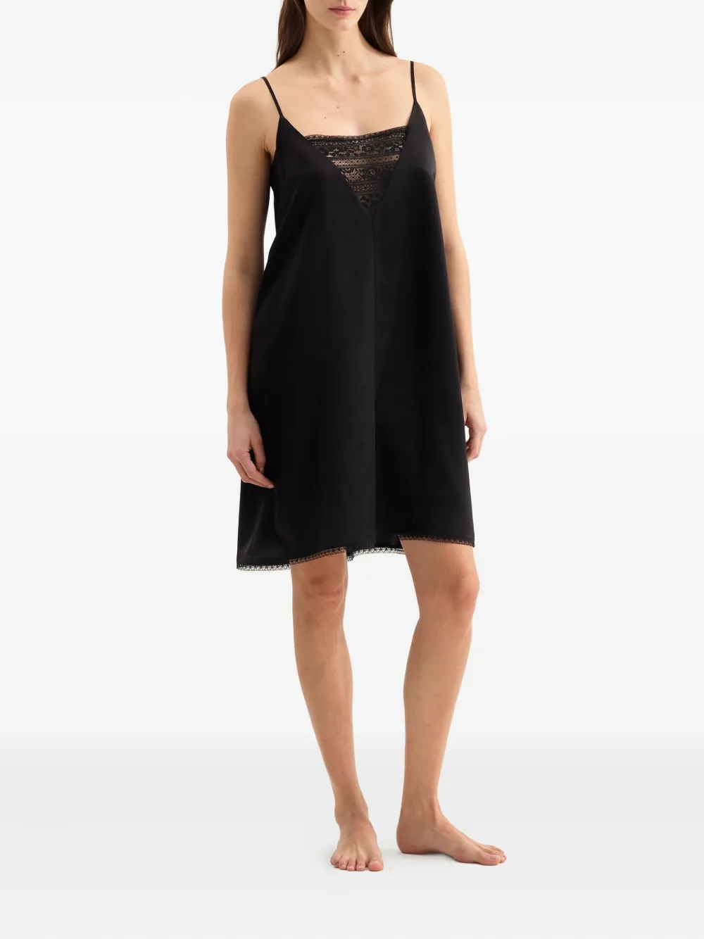 ERES Invisible zijden nachtjapon met kant Zwart