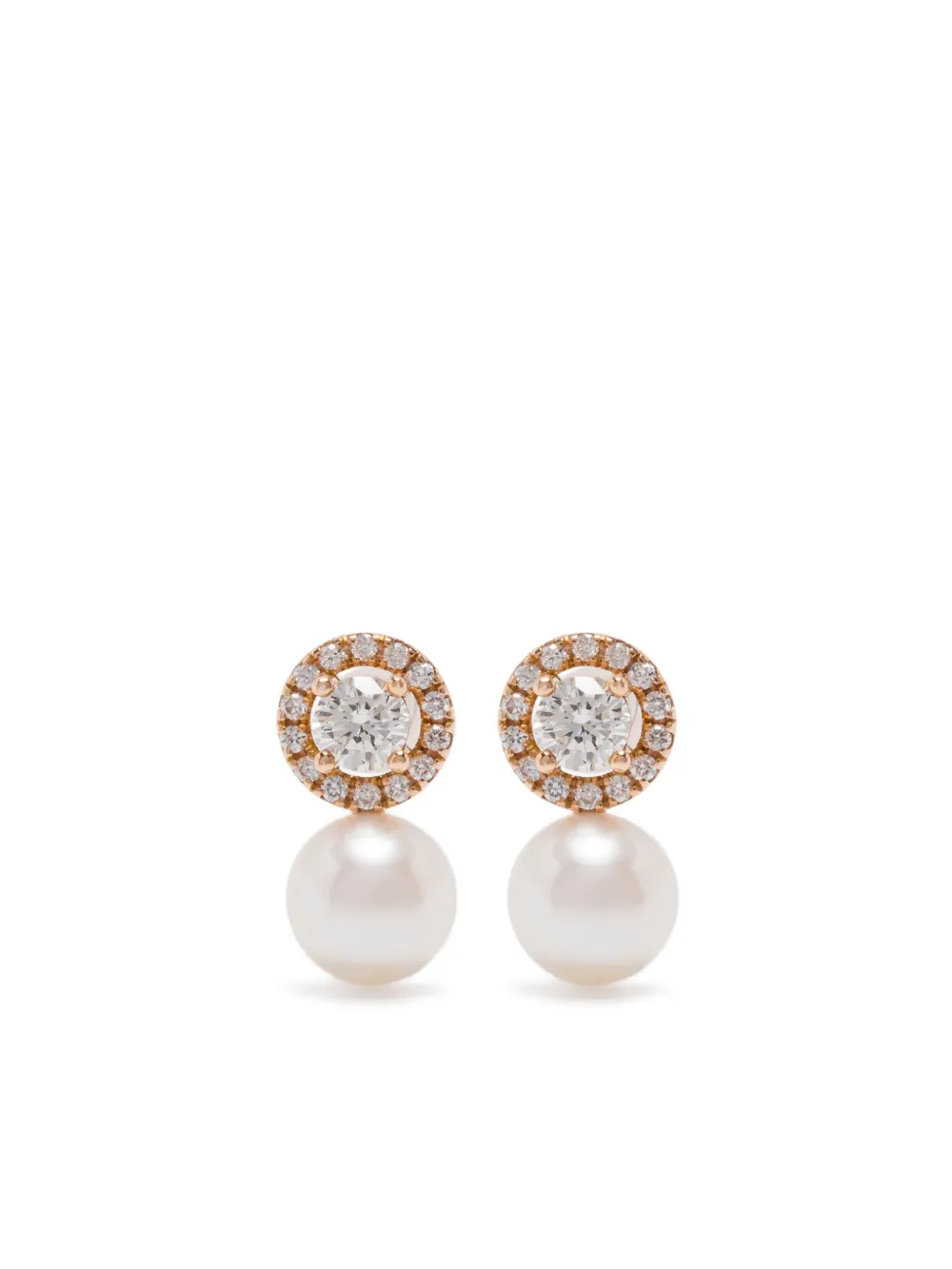 ROSEKEY 18K rose gold pearl and diamond earrings - Rosa