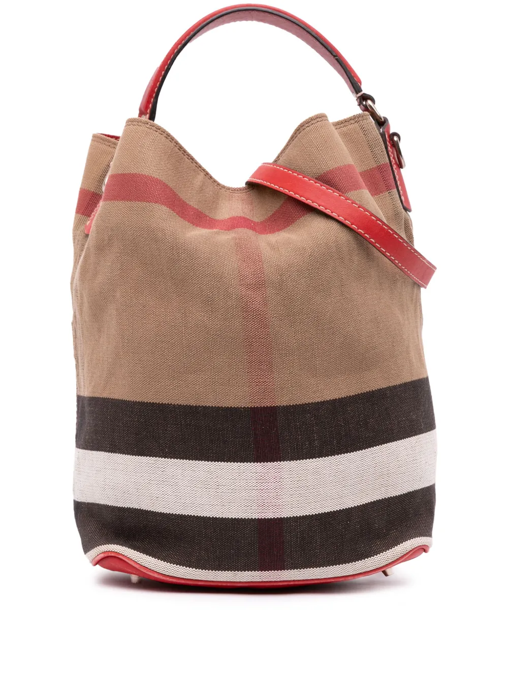Burberry Pre-Owned 2000-2017 Medium Mega Check Canvas Ashby Bucket Bag satchel | Brown | Image 1