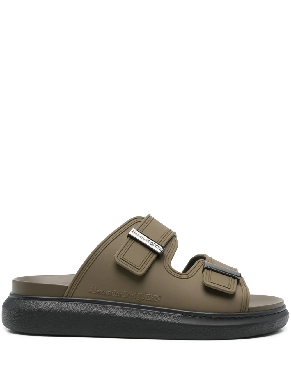 Alexander McQueen logo-engraved sandals Green