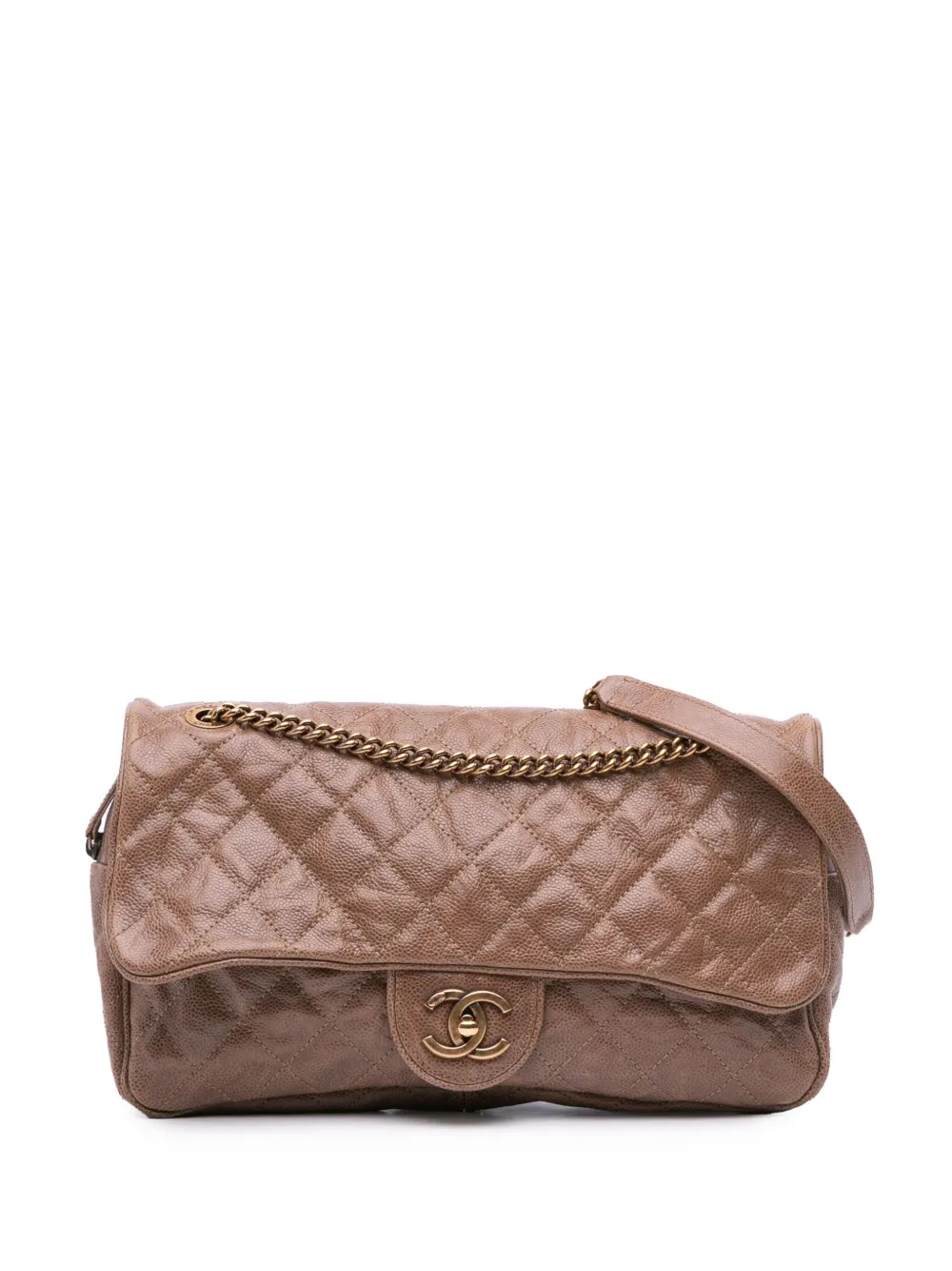 CHANEL Pre-Owned 2012 Large Quilted Glazed Caviar Shiva Flap crossbody bag | Brown | Image 1