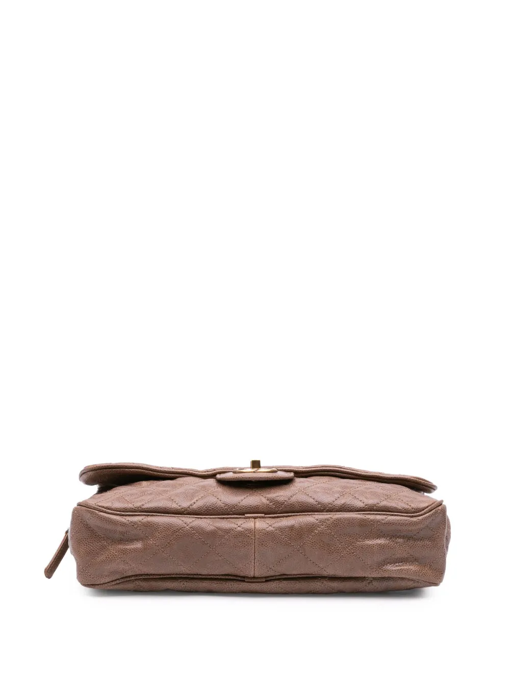 Pre-owned Chanel 2012 Large Quilted Glazed Caviar Shiva Flap Crossbody Bag In Brown