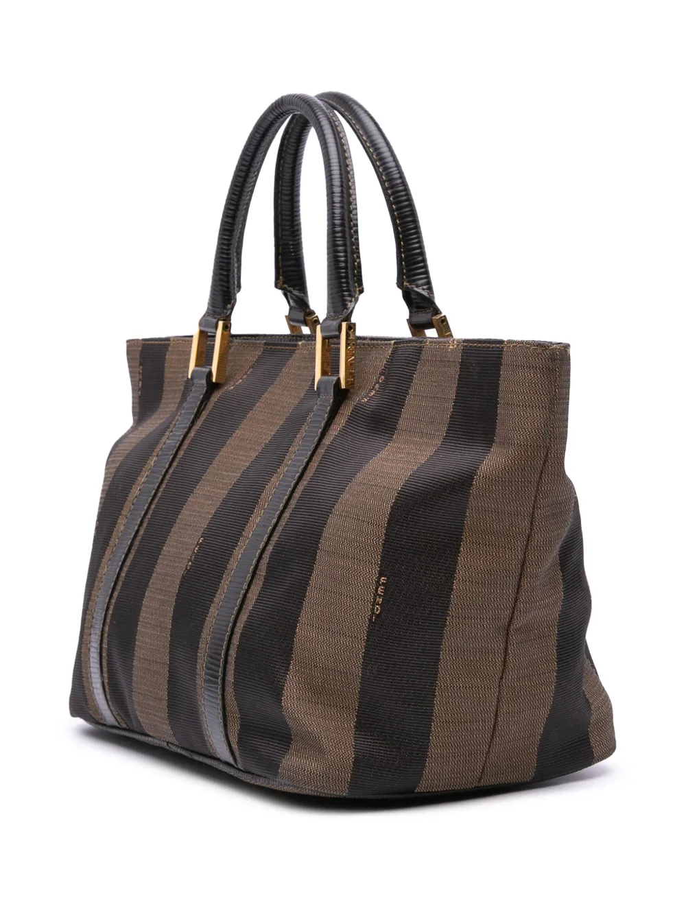 Pre-owned Fendi 20th Century Pequin Canvas Handbag In Brown