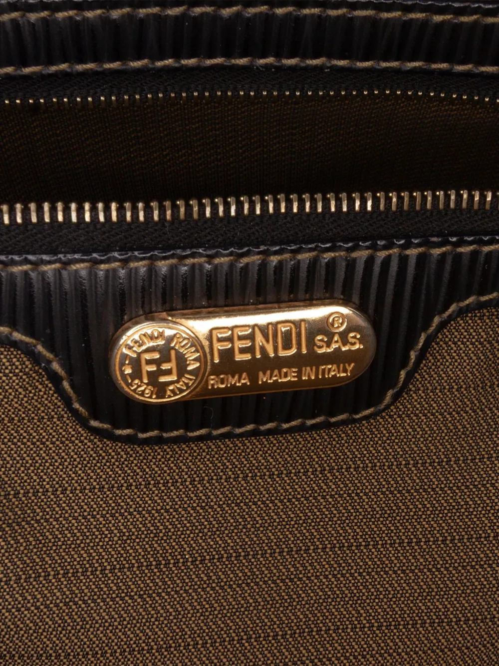 Pre-owned Fendi 20th Century Pequin Canvas Handbag In Brown