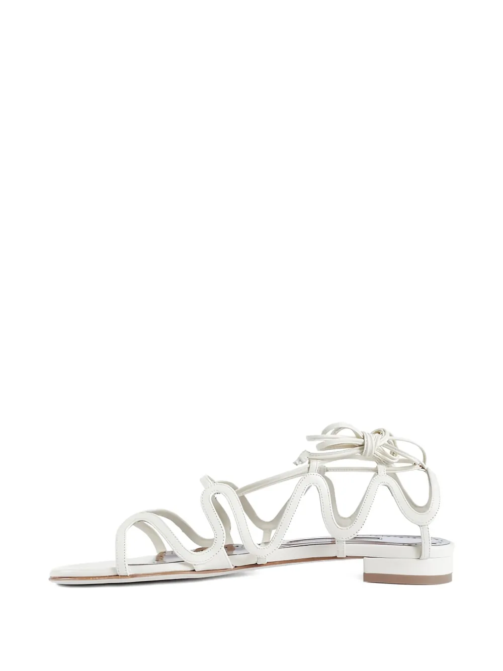 Manolo Blahnik Fawdaflat Lace-up Leather Sandals In White