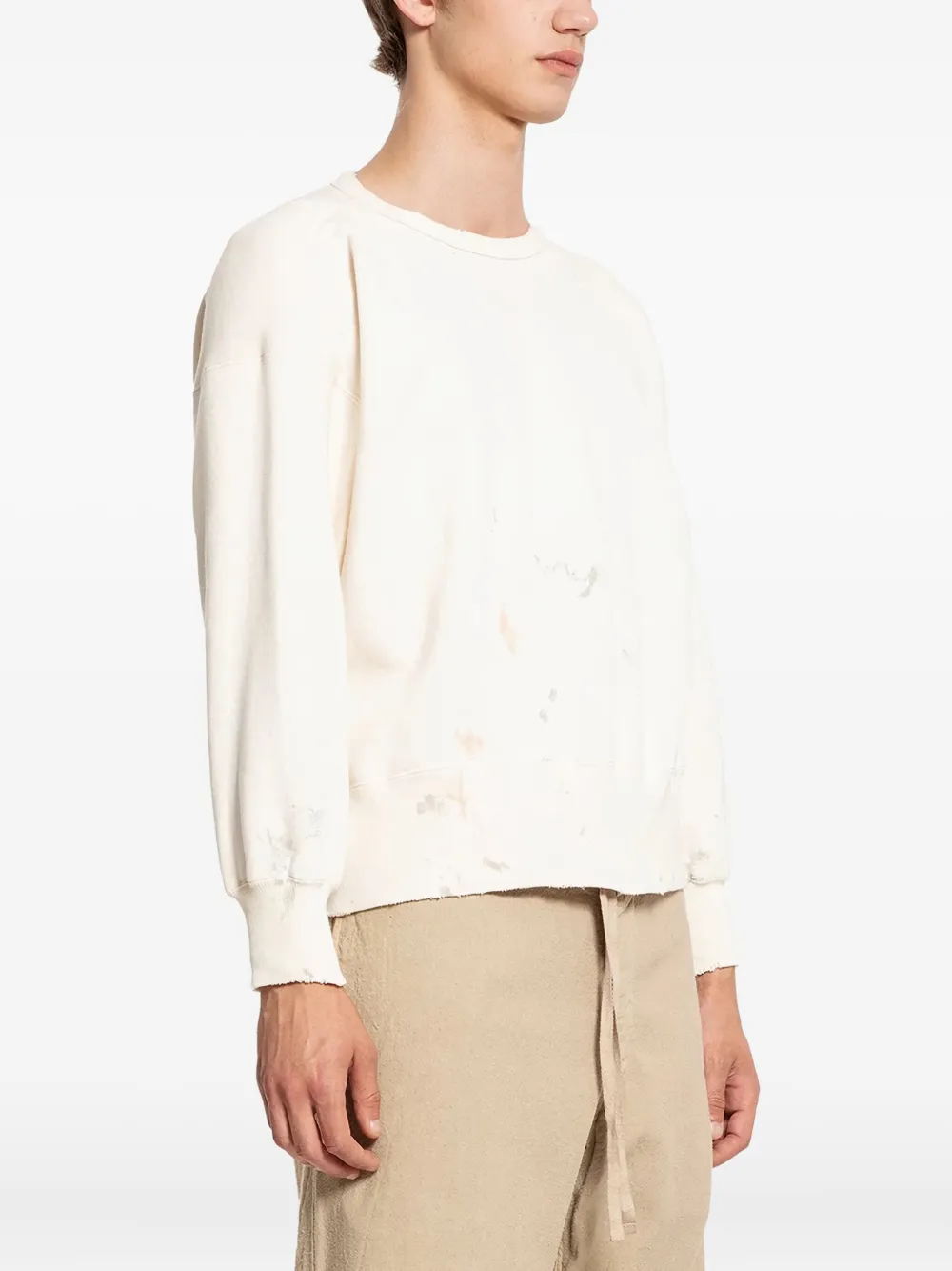 Taiga Takahashi Distressed Cotton Sweatshirt In Neutral