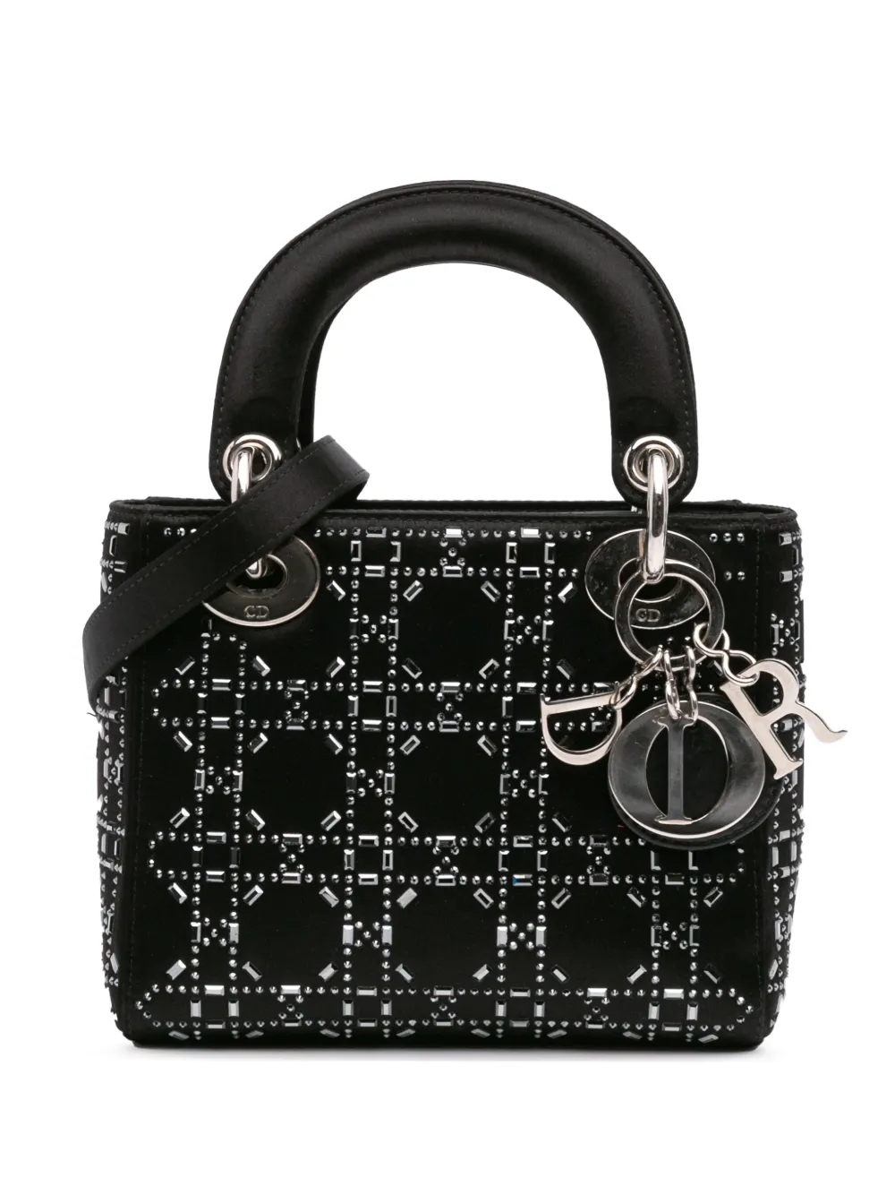 Christian Dior Pre-Owned 2020 ミニ サテン カナージュ ストラス クリスタル レディ ディオール Christian Dior Pre-Owned 2020 ミニ サテン カナージュ ストラス クリスタル レディ ディオール