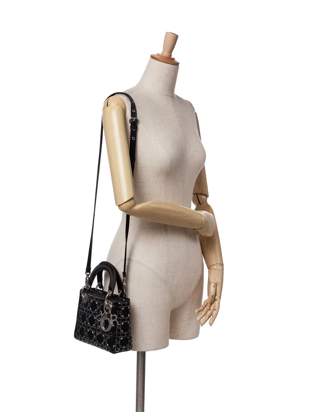 Christian Dior Pre-Owned 2020 Mini Satin Cannage Strass Crystal Embellished Lady Dior satchel | Pre-Owned | Image 2
