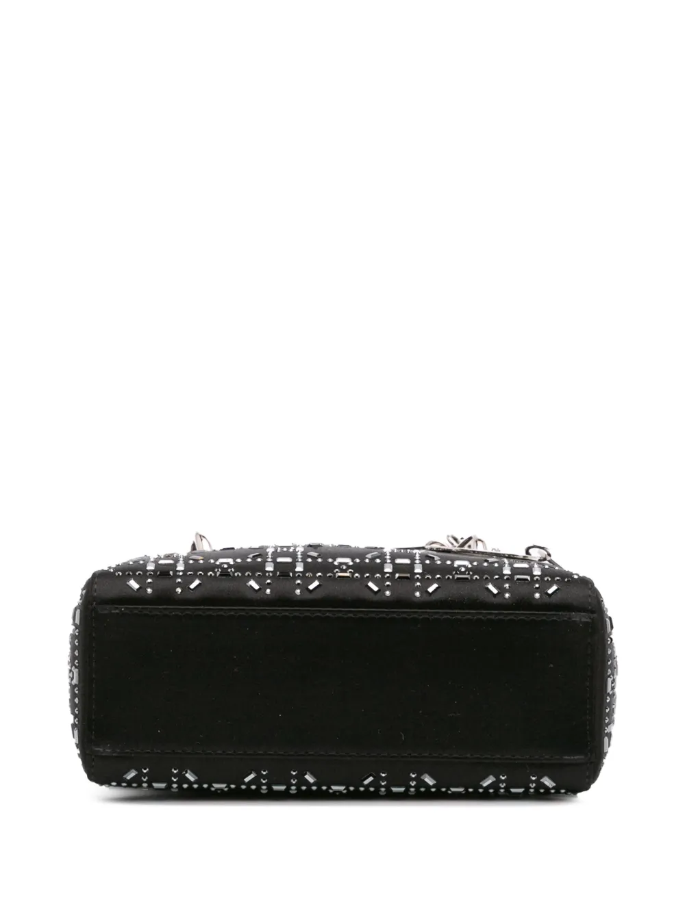 Pre-owned Dior 2020 Mini Satin Cannage Strass Crystal Embellished Lady Satchel