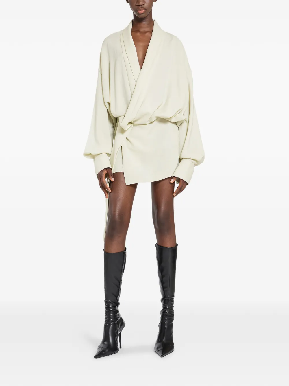 Ssheena balloon-sleeve abisso mini dress - Neutrals