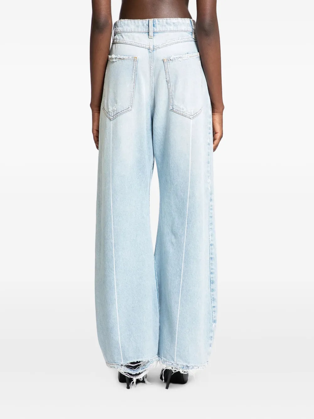 Ssheena Jade Frayed-hem Jeans In Blue