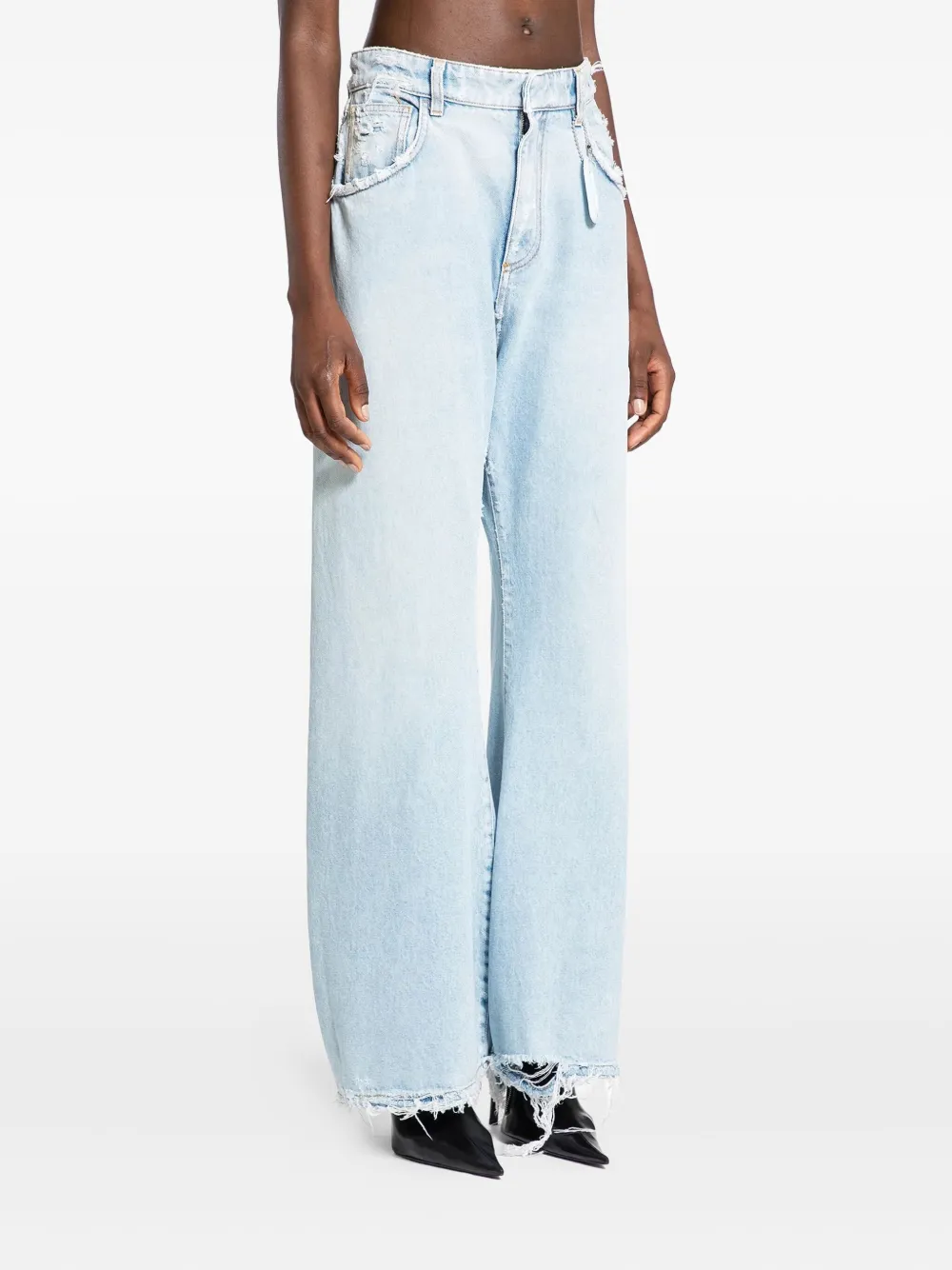 Ssheena Jade Frayed-hem Jeans In Blue