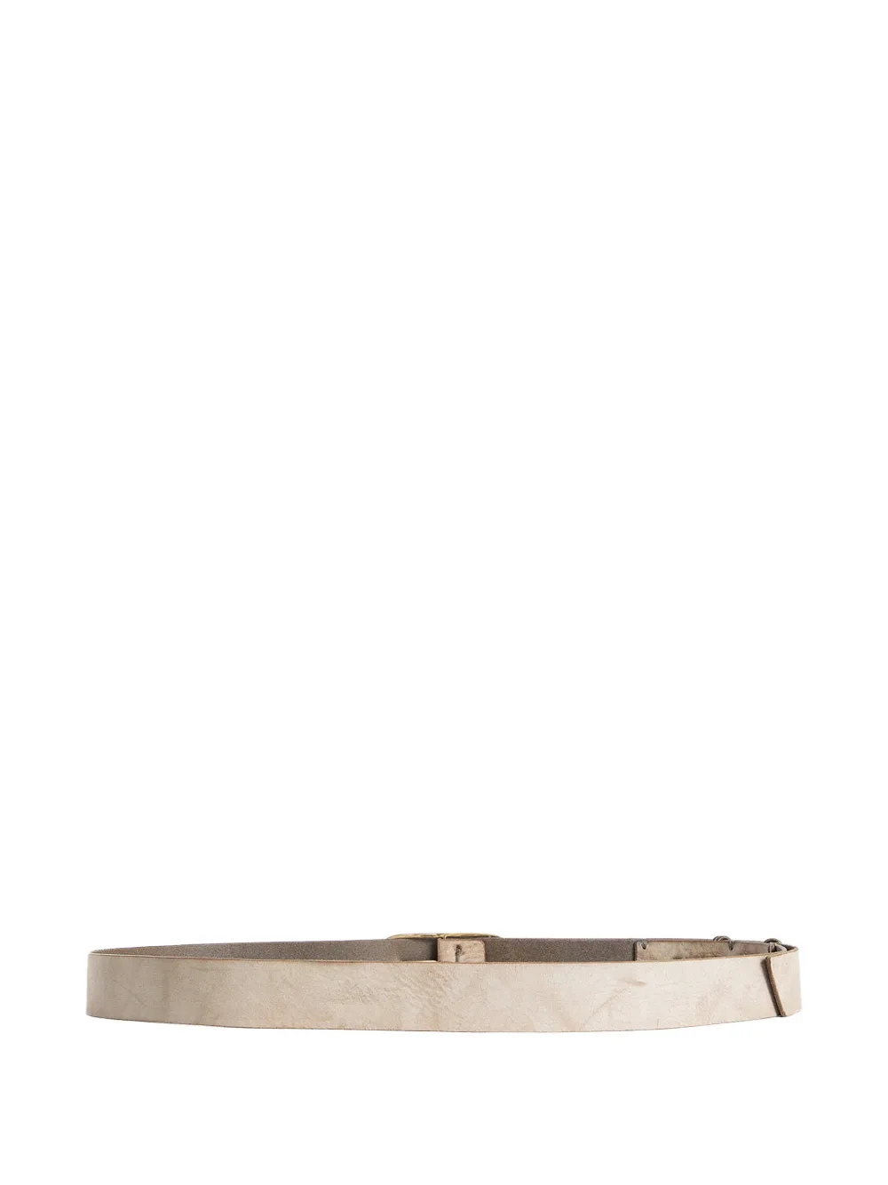 Ziggy Chen oval-buckle leather belt - Beige