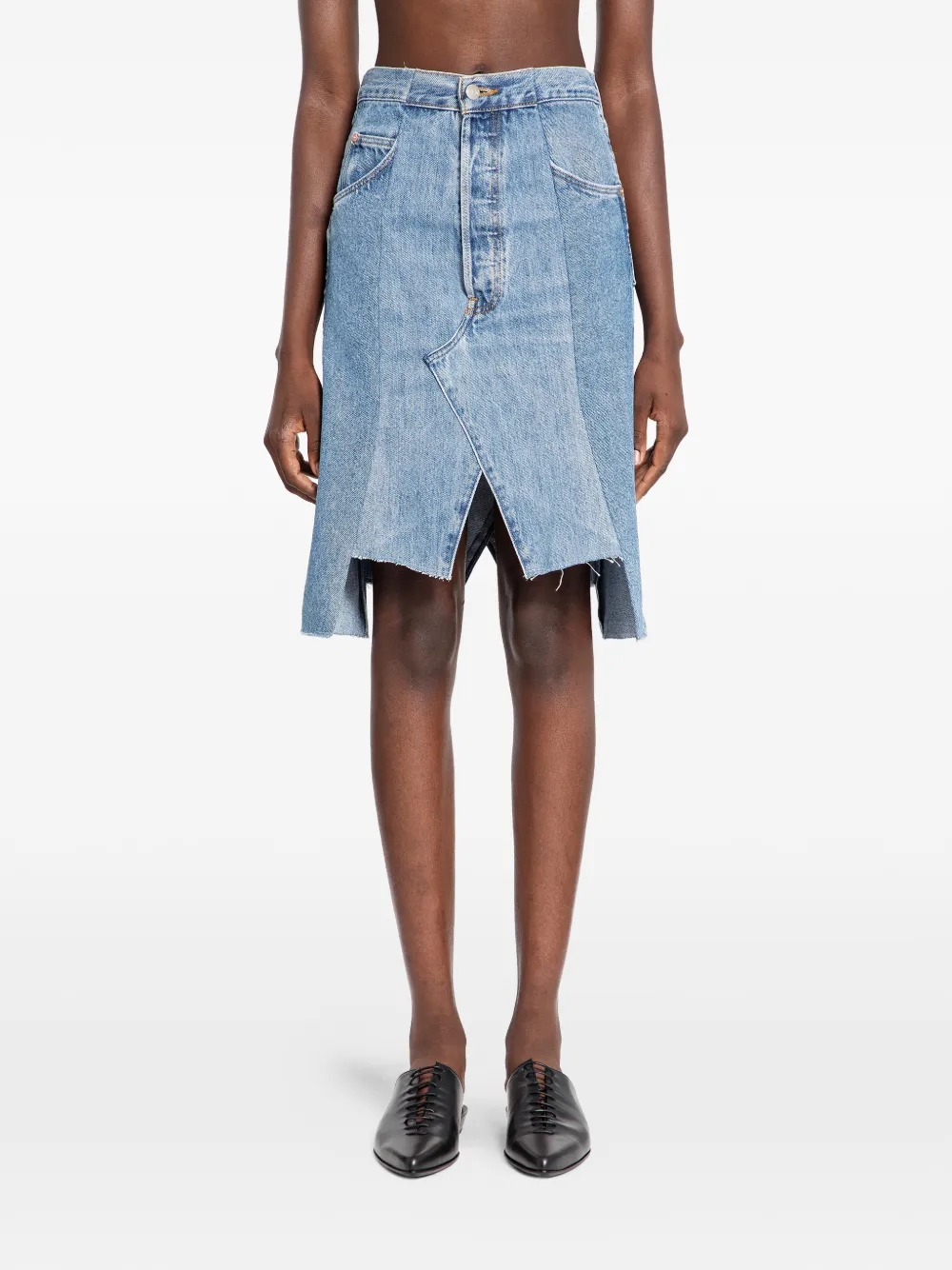 E.L.V DENIM frayed denim skirt - Blu