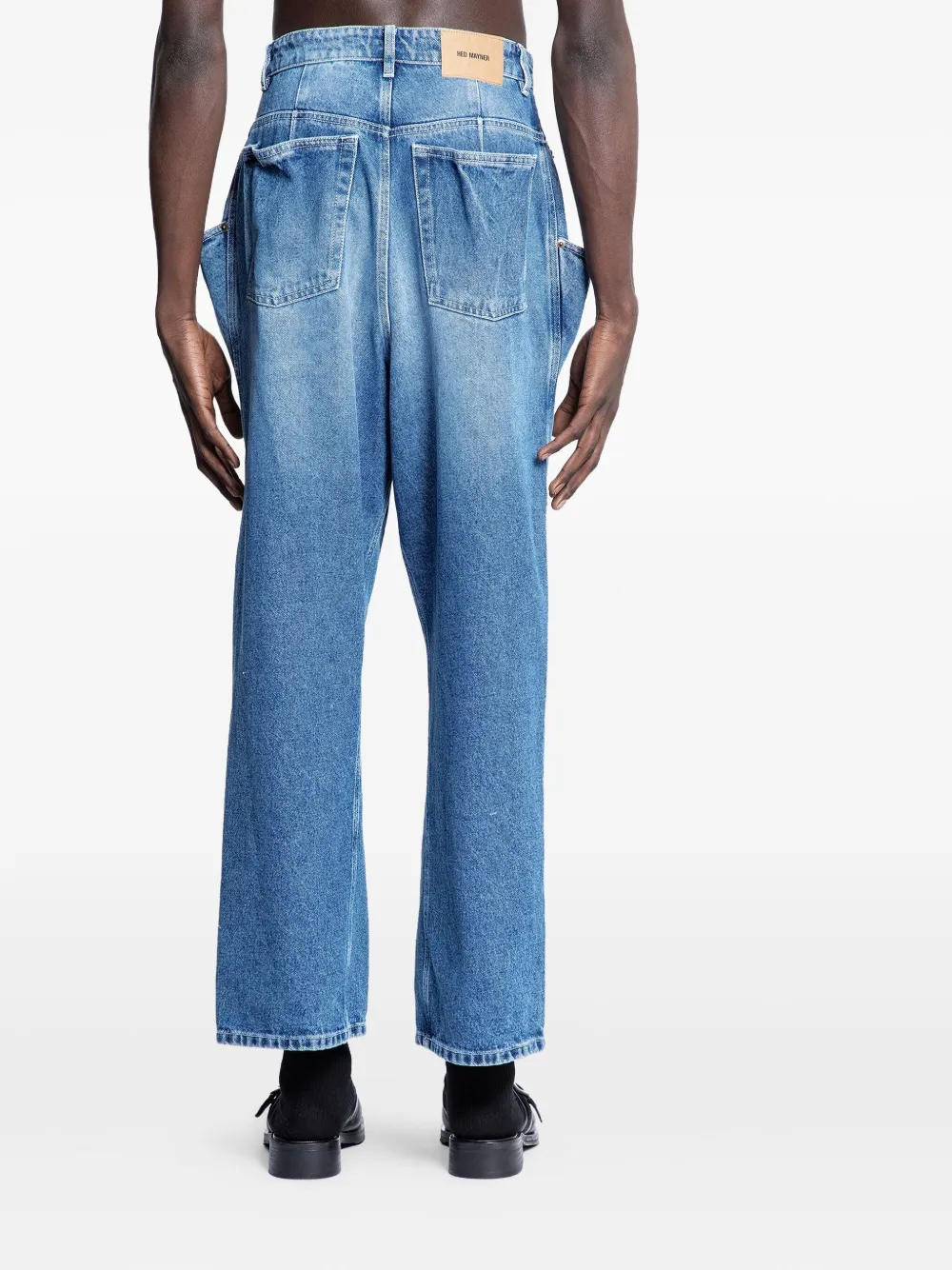 Hed Mayner Draped Five-pocket Jeans In White