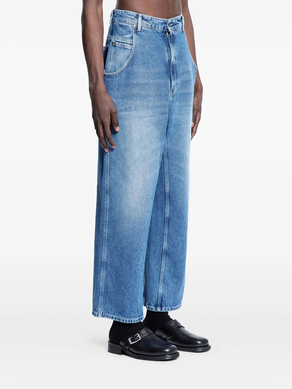 Hed Mayner Draped Five-pocket Jeans In White