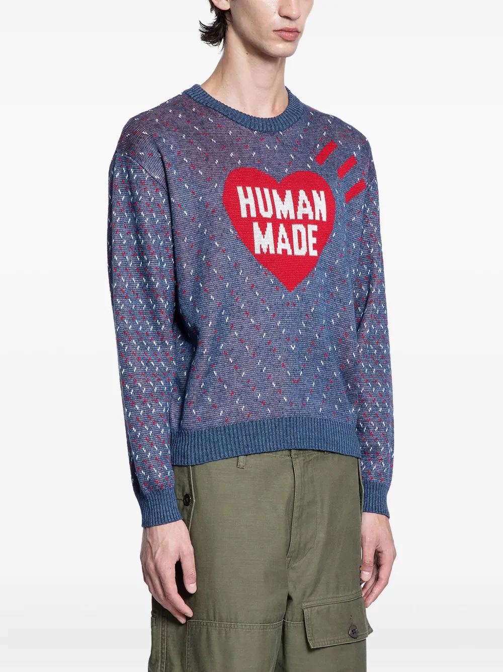  Human Made Heart-intarsia Jumper - Blue 