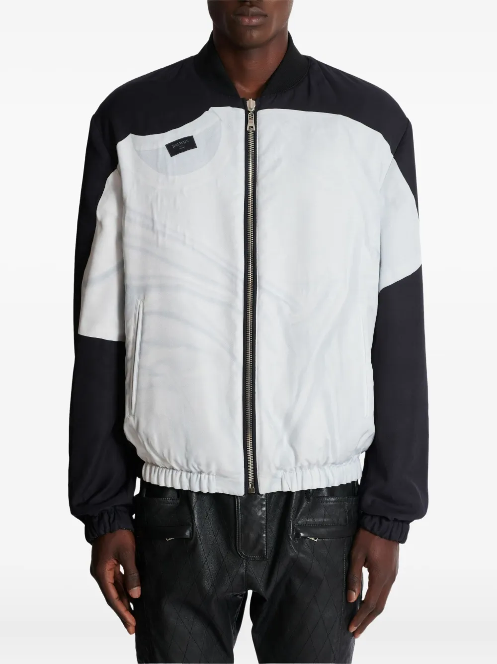 Balmain trompe l'oeil-print bomber jacket Zwart
