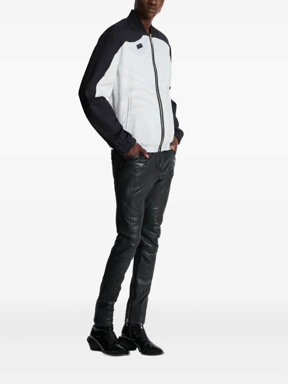 Balmain trompe l'oeil-print bomber jacket Zwart