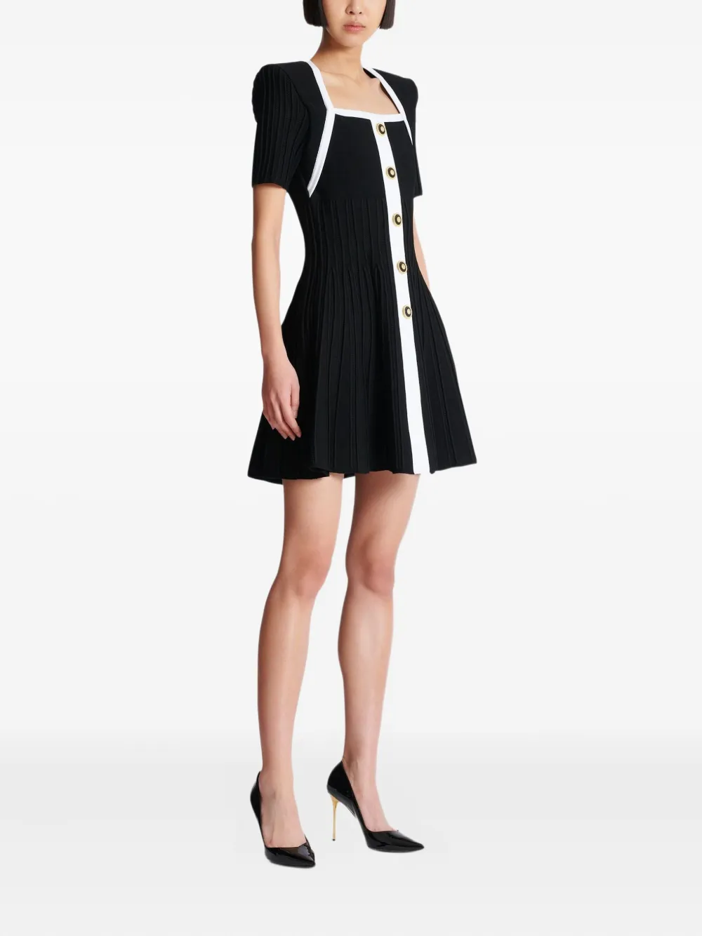 Balmain Gebreide mini-jurk Zwart