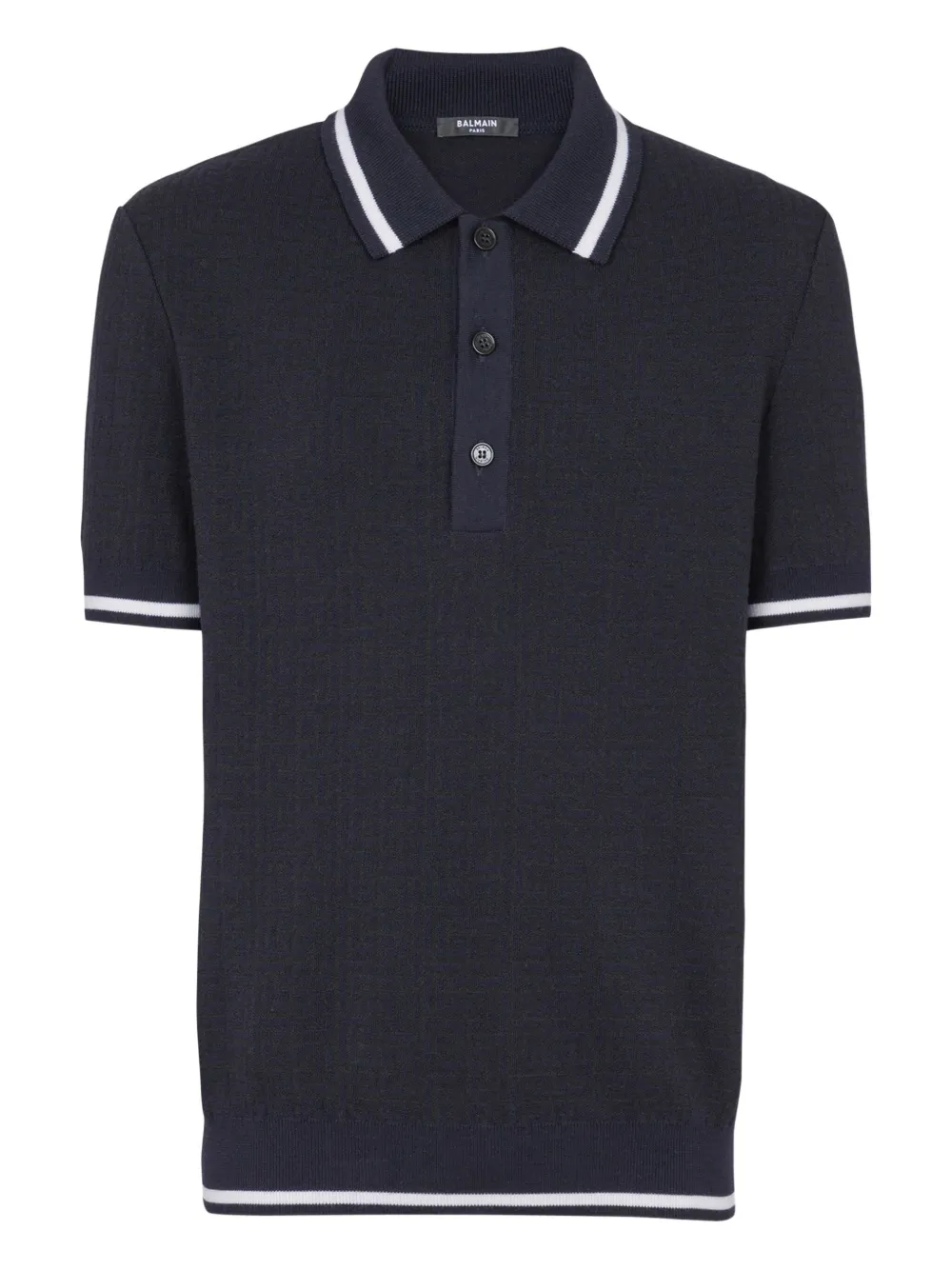 Balmain monogram-pattern polo shirt | Blue | Image 1