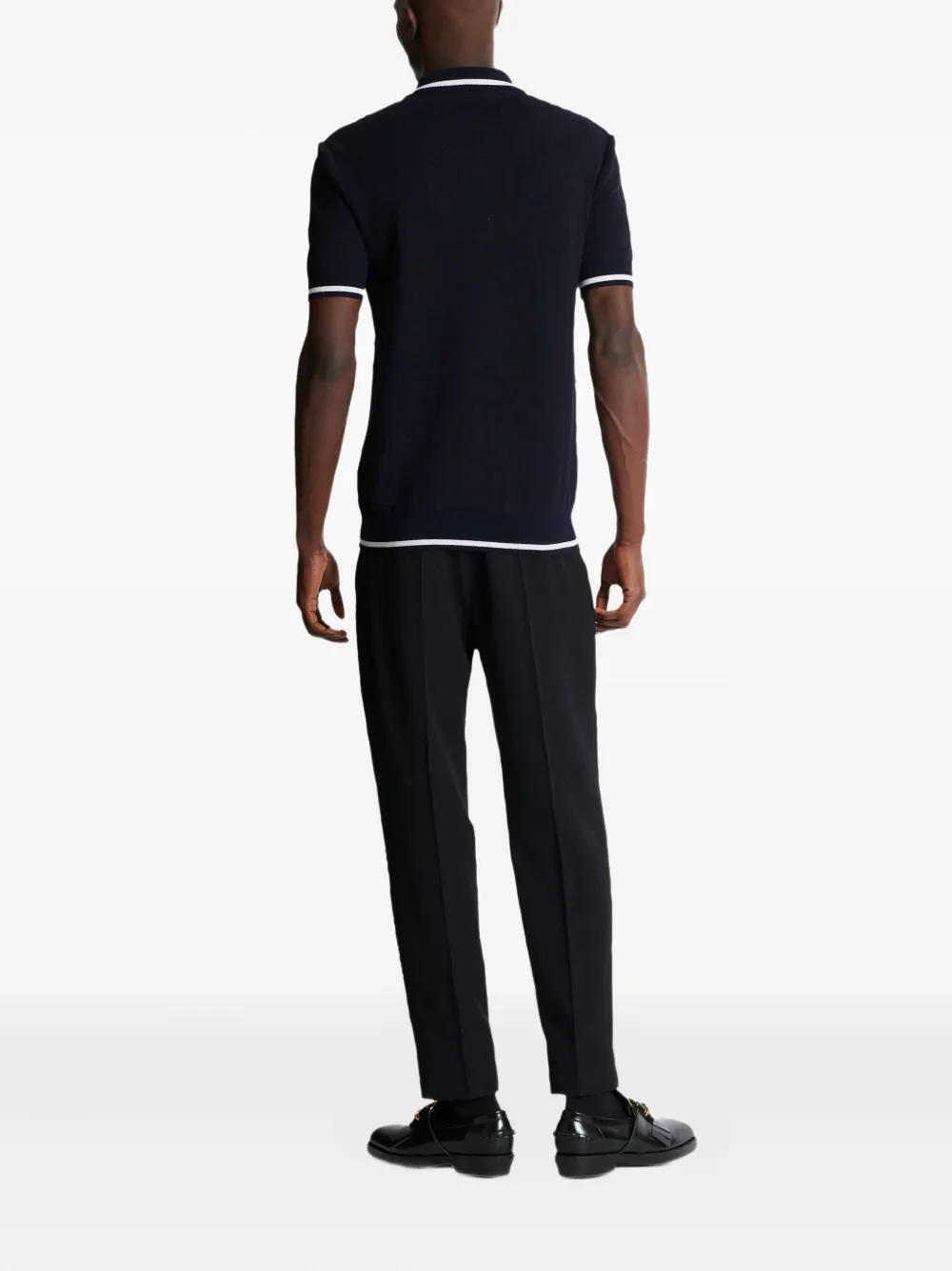 BALMAIN MONOGRAM-PATTERN POLO SHIRT