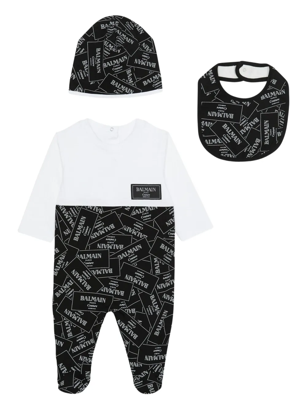 Balmain Logo-print Babygrow Set In Black