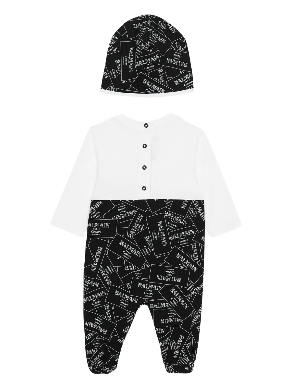 Balmain Logo-print Babygrow Set In Black