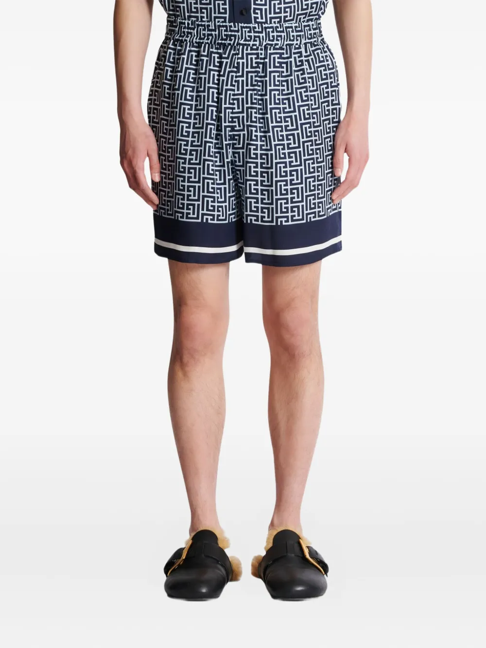 BALMAIN MONOGRAM-PATTERN SHORTS