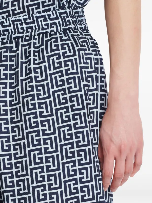 Balmain monogram-pattern Shorts | Blue | FARFETCH