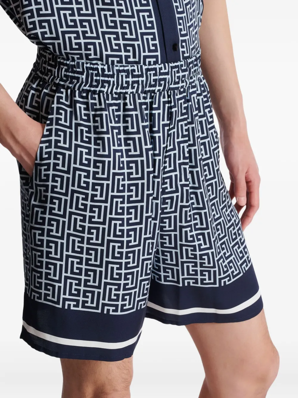 BALMAIN MONOGRAM-PATTERN SHORTS