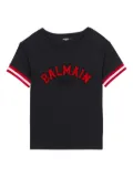 Balmain Kids logo-appliqué varsity T-shirt - Blue