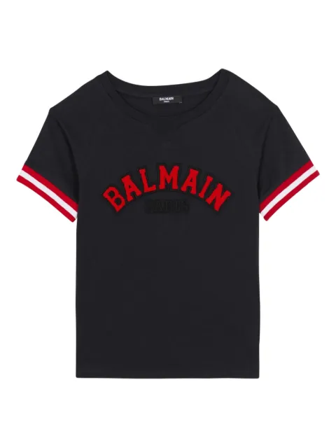 Balmain Kids Camiseta college com aplicação de logo