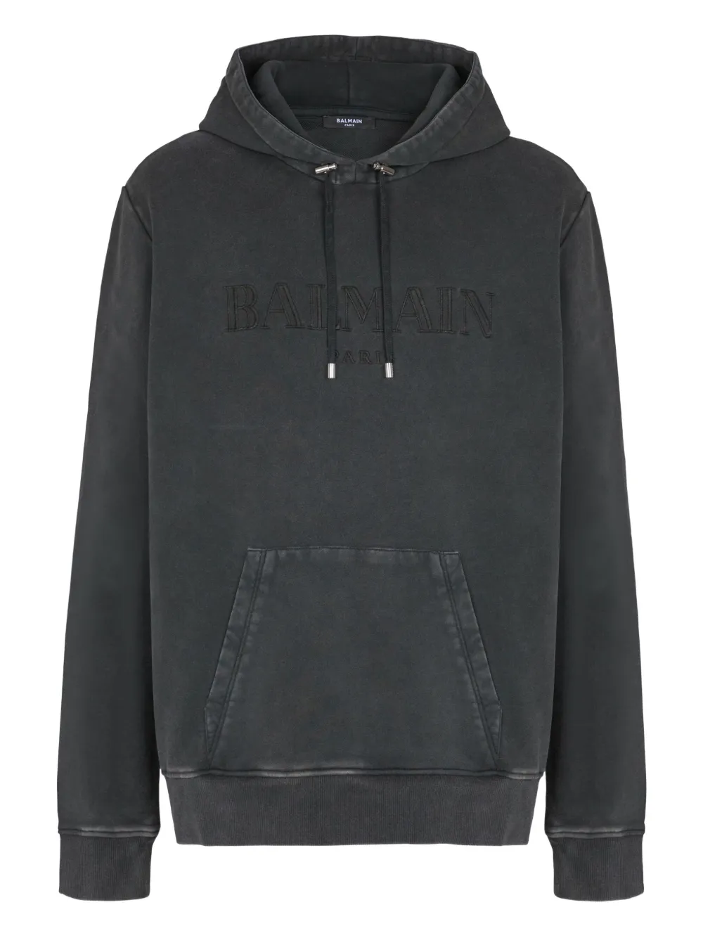 Balmain Hoodie met geborduurd logo Grijs