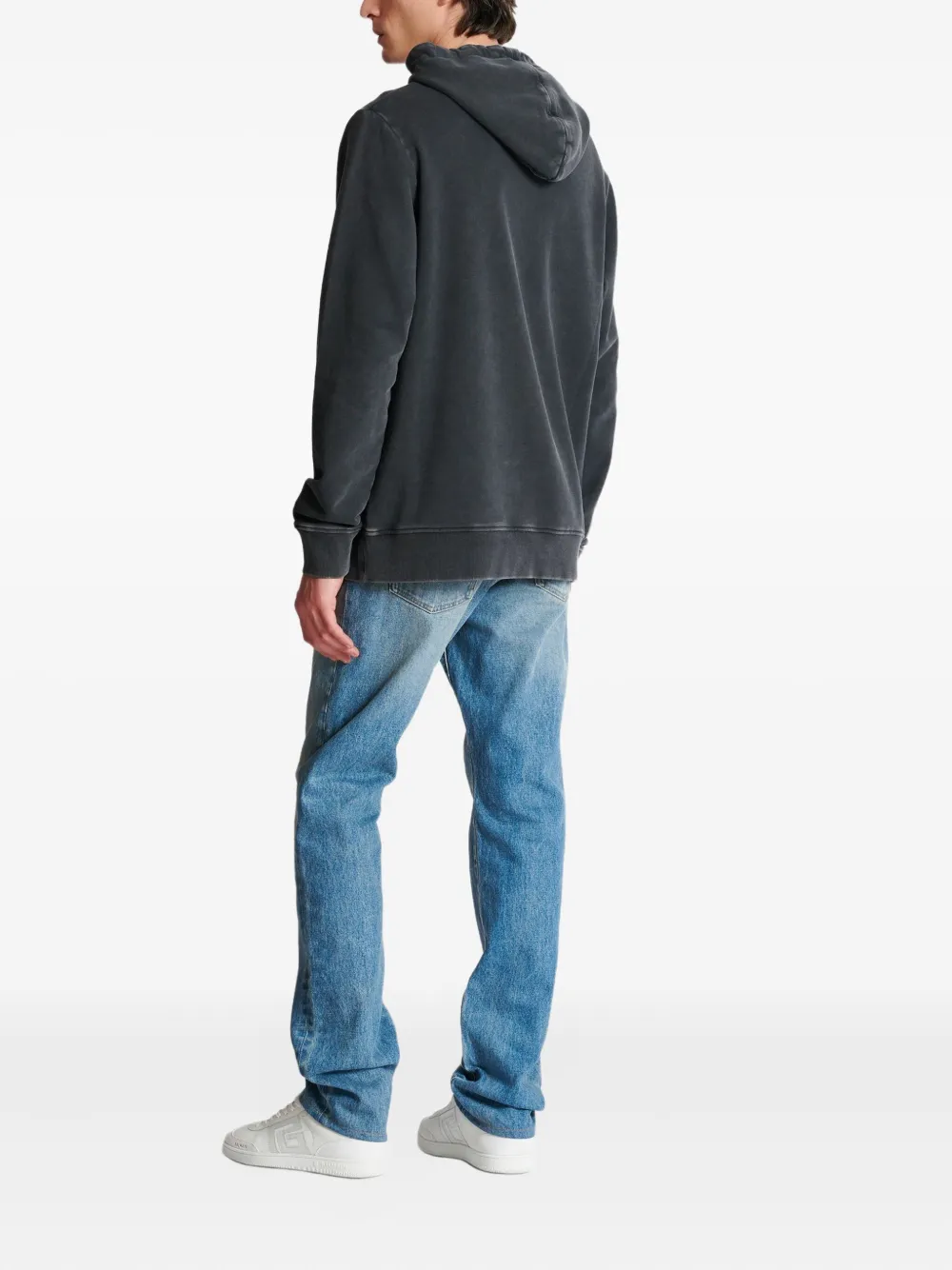 Balmain Hoodie met geborduurd logo Grijs