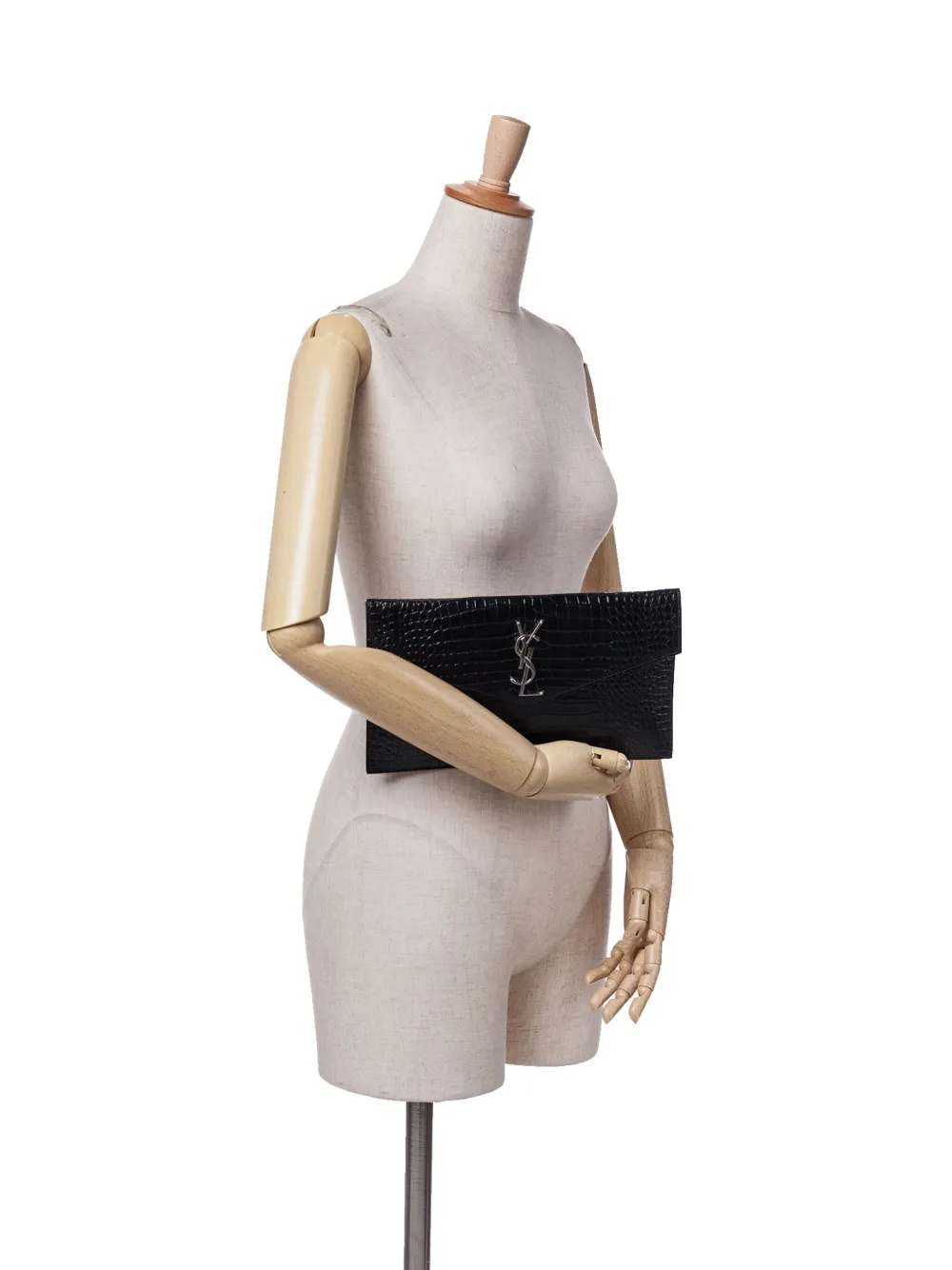 Saint Laurent Pre-Owned 2020 Croc Embossed Leather Uptown Pouch clutch bag | Pre-Owned | Image 2