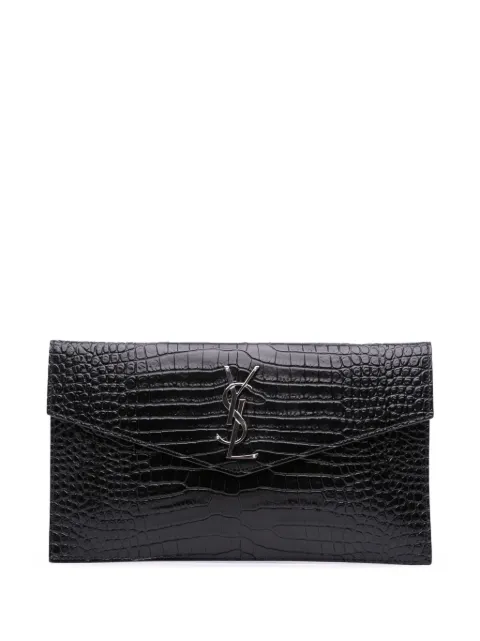 Saint Laurent Pre-Owned 2020 Croc Embossed Leather Uptown Pouch clutch bag