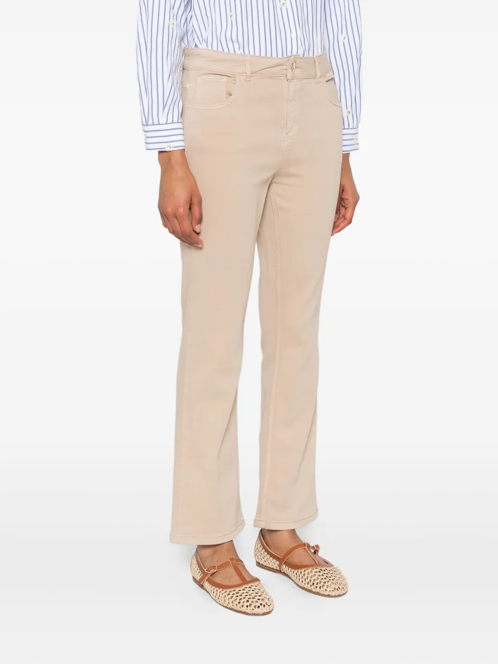 Marella logo-patch trousers Beige
