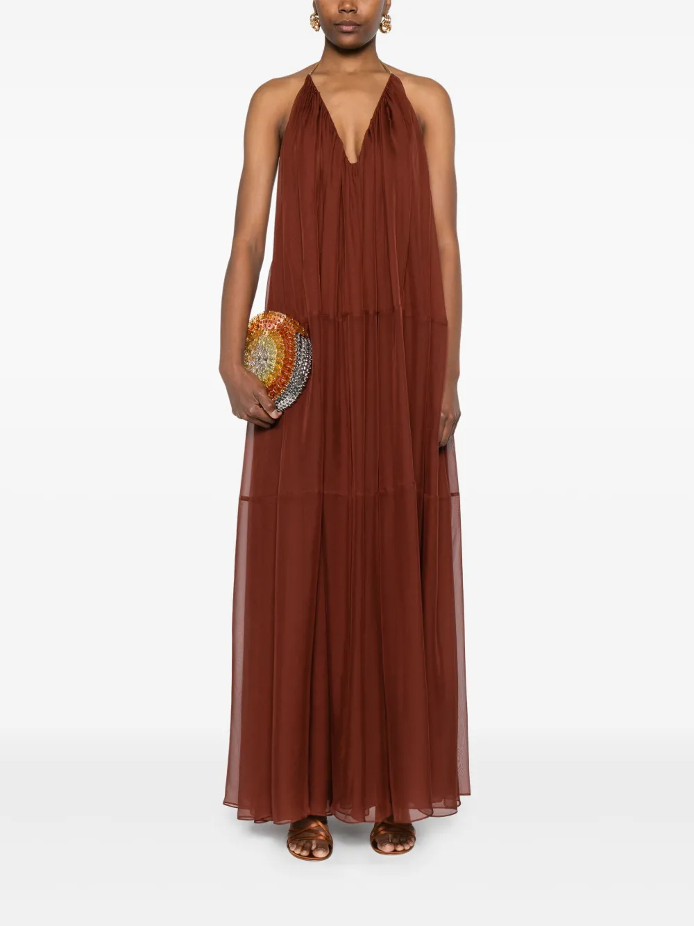 Retrofete Jersey maxi-jurk - Bruin