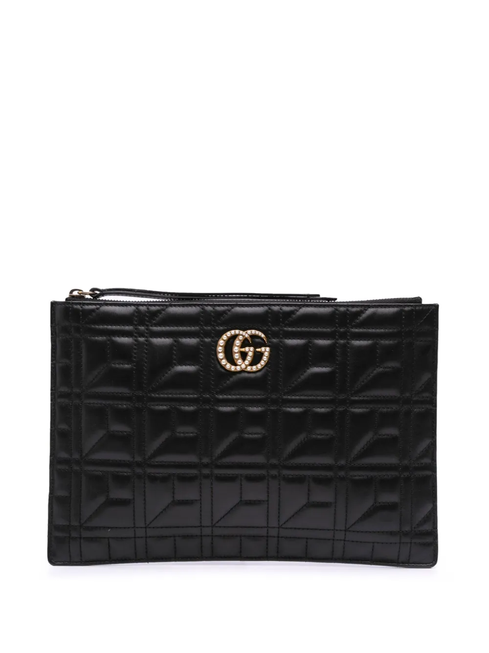 Pre-owned Gucci 2016-2025 Gg Marmont Leather Matelasse Pearly Clutch Bag