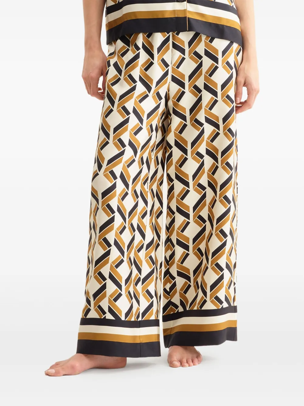 ERES Tube broek met geometrische print en wijde pijpen Wit